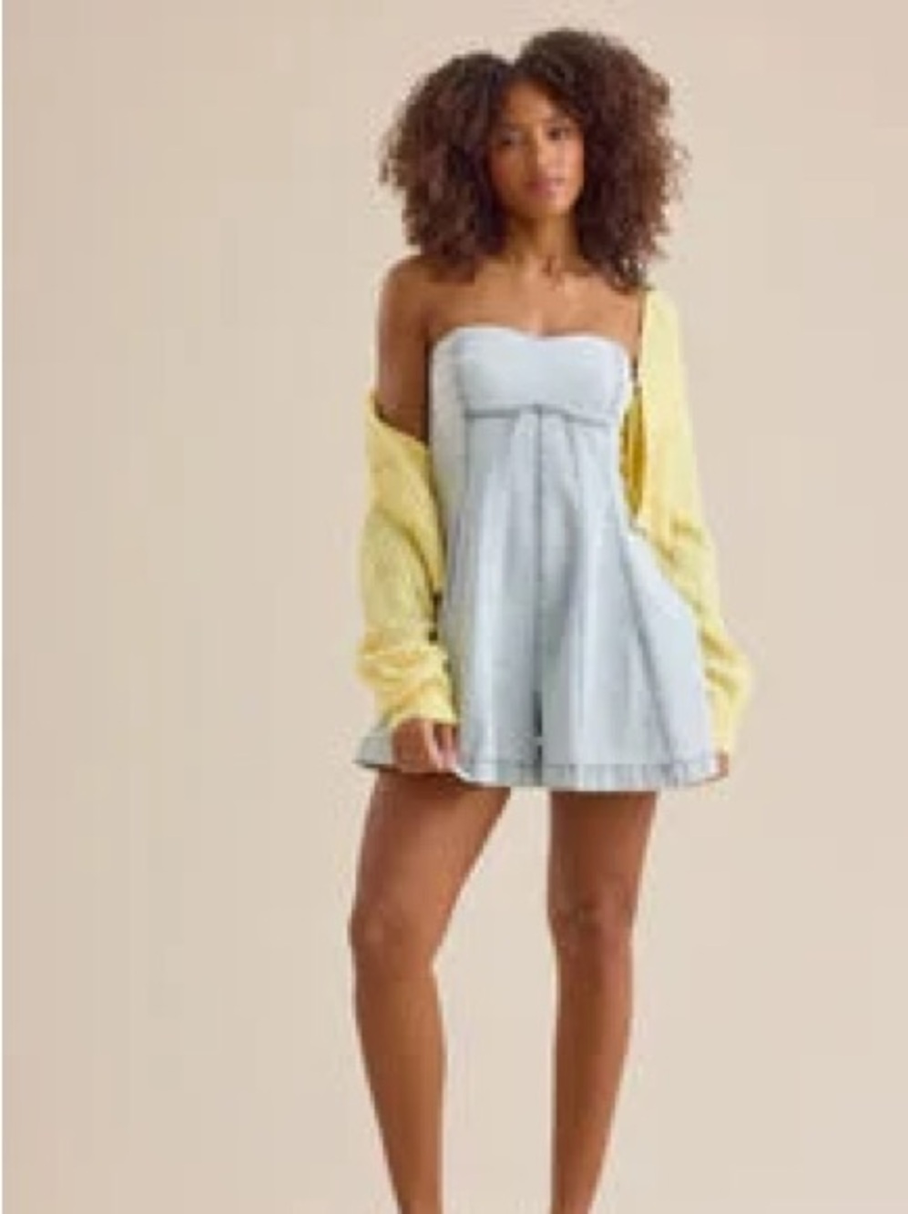 Altar'd State Light Blue Denim Romper